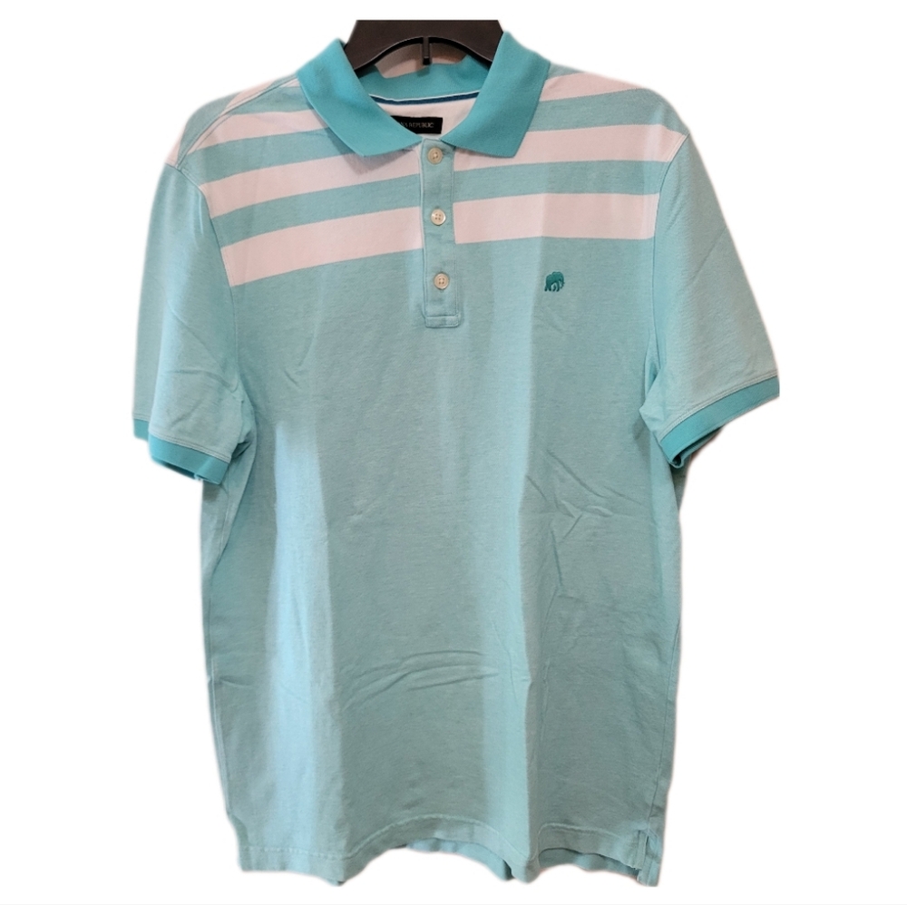Banana Republic Men's Blue and White Polo Shirt